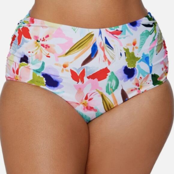 Raisins Curve Keiora Printed Bikini bottoms white green blue - 20W - Picture 1 of 10